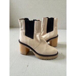 FREE PEOPLE Cream Leather Pull On Boots Size 37.5 / 7.5